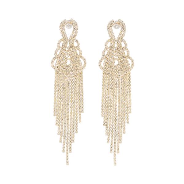 RHINESTONE TASSEL DROP EARRING
