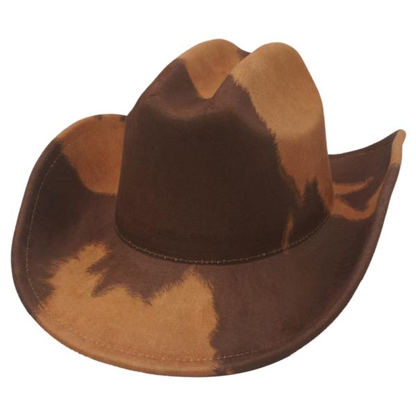LARGE COW PRINT MICROSUEDE COWBOY HAT