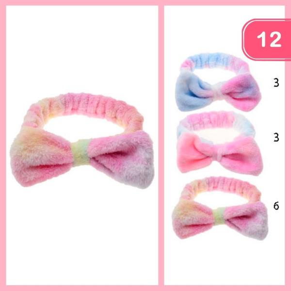 TIE DYE BOW SPA HEADBAND (12 UNITS)
