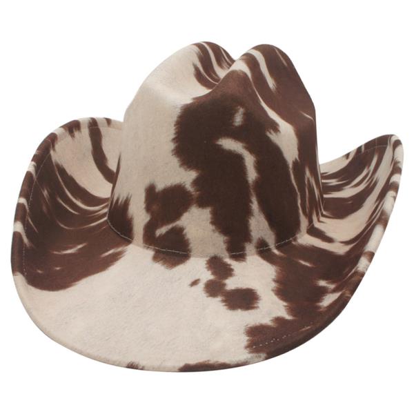 LUX COW PRINT MICROSUEDE COWBOY HAT