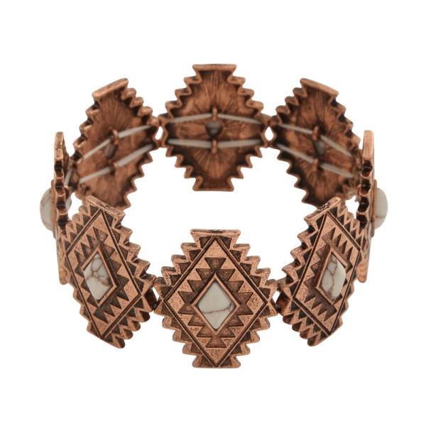 WESTERN TURQUOISE BEAD METAL BRACELET