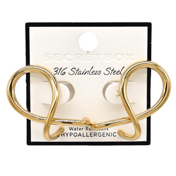 SECRET BOX WATER RESISTANT LOOP METAL GOLD DIPPED EARRING