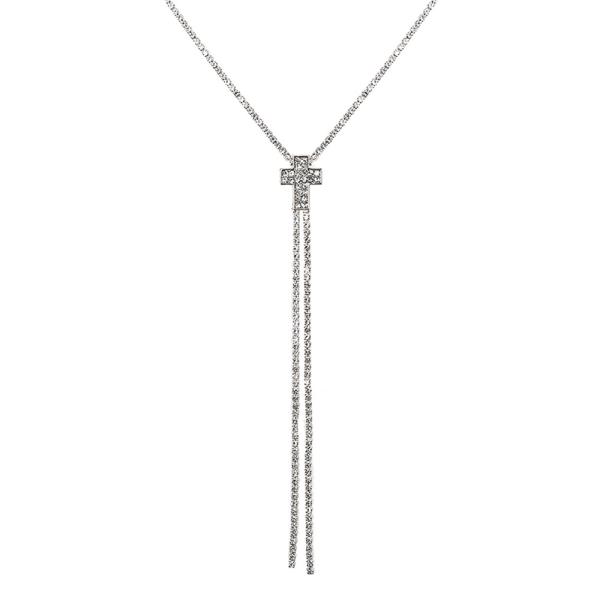 RHINESTONE CROSS SLIDER NECKLACE