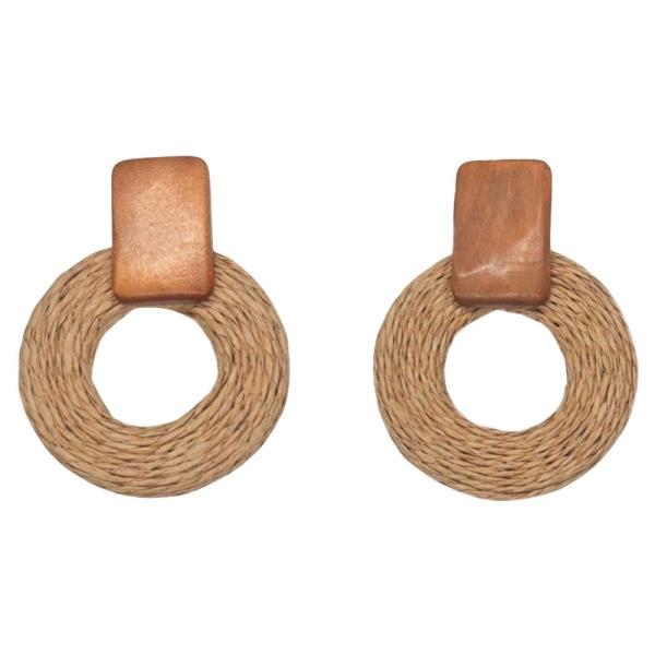TWINE WOODEN RECTANGLE EARRING