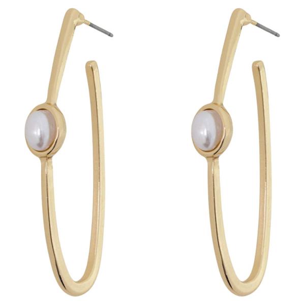OVAL PEARL BEAD OPEN OVAL EARRING