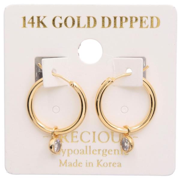 14K GOLD DIPPED CRYSTAL CHARM HOOP EARRING