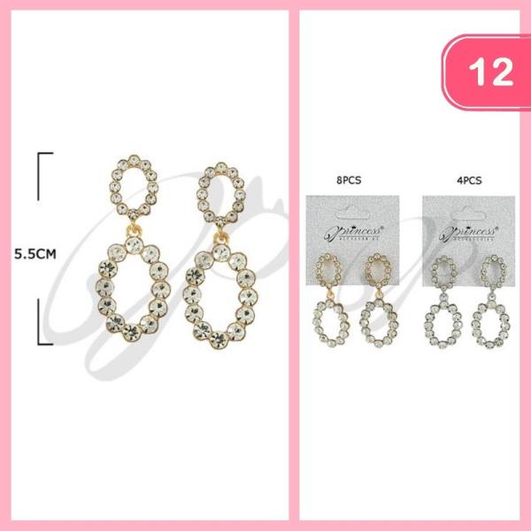 RHINESTONE DANGLE EARRINGS (12 UNITS)