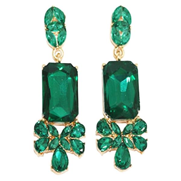 CRYSTAL RECTANGLE DROP DANGLE EARRING