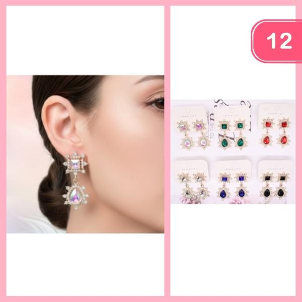 RHINESTONE DANGLE EARRINGS (12 UNITS)