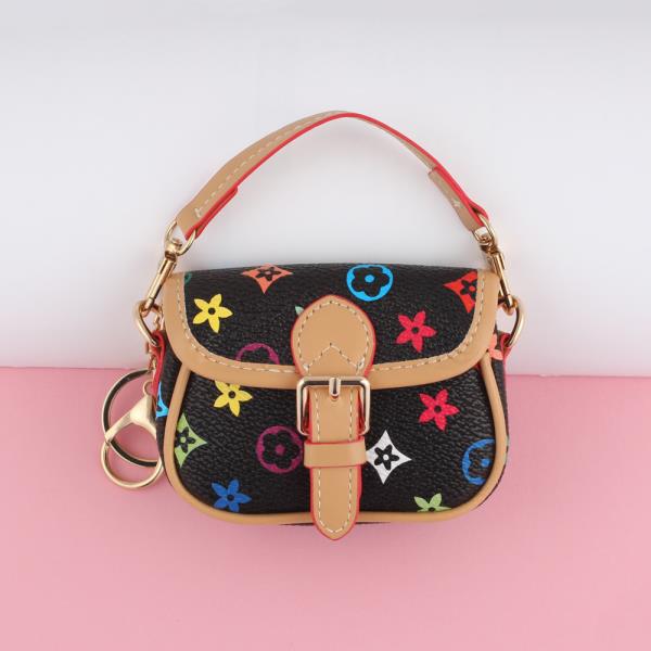 FLOWER PATTERN PURSE CHARM KEYCHAIN