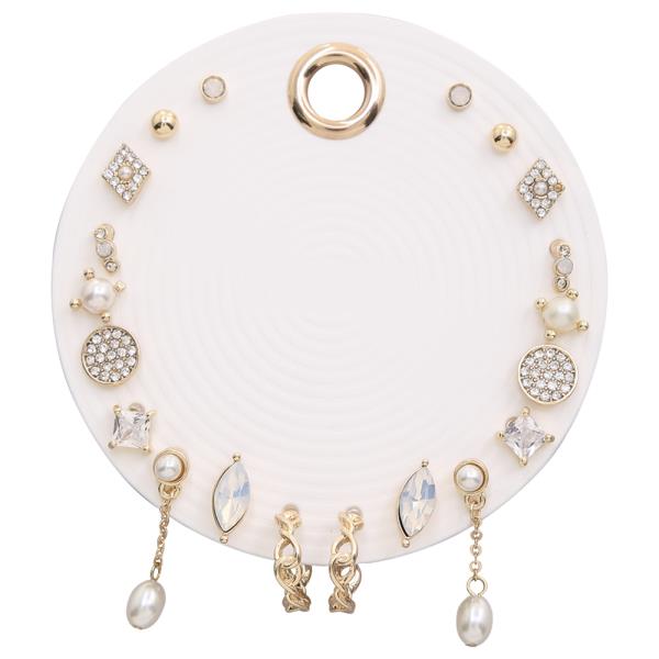 RHINESTONE CRYSTAL PEARL MIX EARRING SET