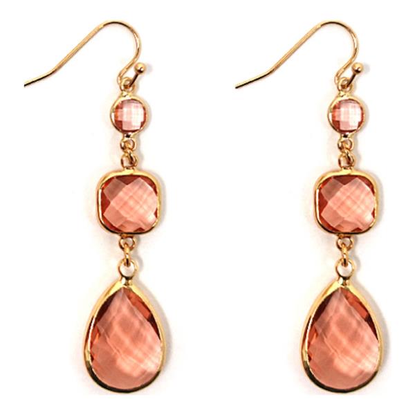 GLASS RHINESTONE DANGLE EARRINGS