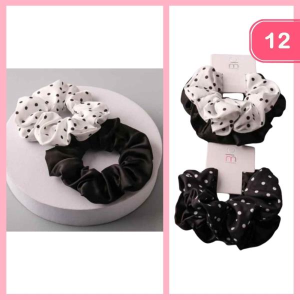 POLKA DOT HAIR SCRUNCHIES (12 UNITS)