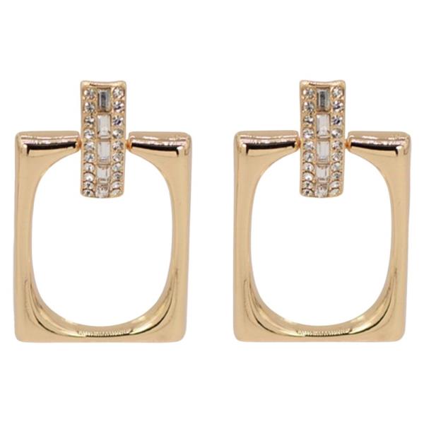 METAL PAVE SQUARE DROP EARRING