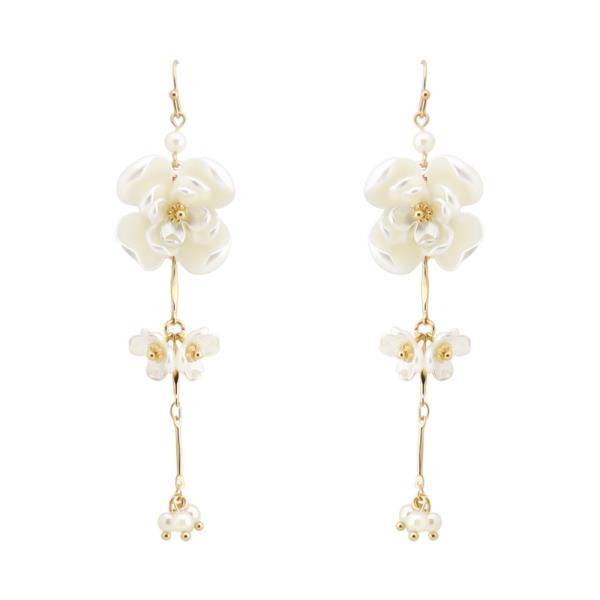PEARL FLOWER FISH HOOK EARRINGS