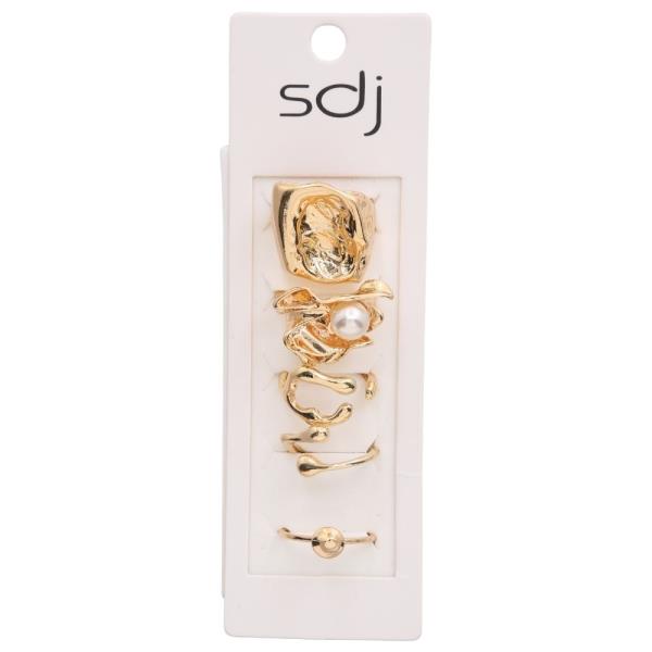SDJ GEOMETRIC METAL MULTI RING SET