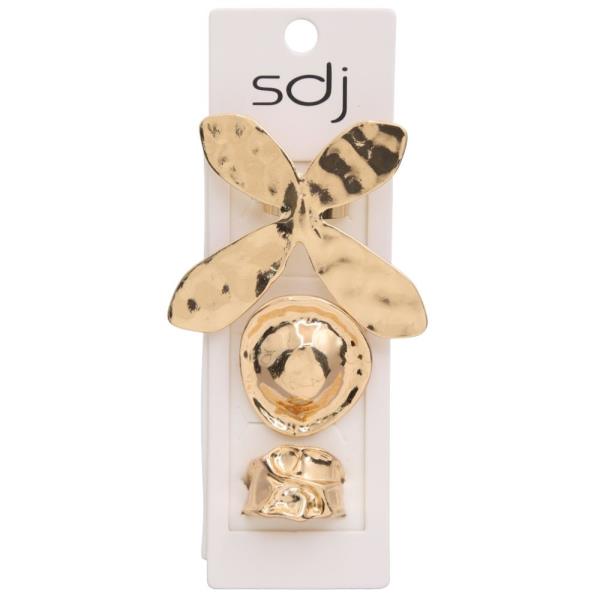 SDJ FLOWER METAL MULTI RING SET