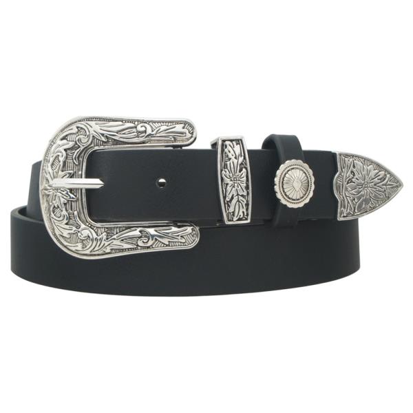 PEBBLED PU WESTERN DOUBLE LOOP BELT