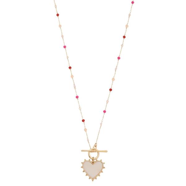MULTI BEAD HEART PENDANT NECKLACE