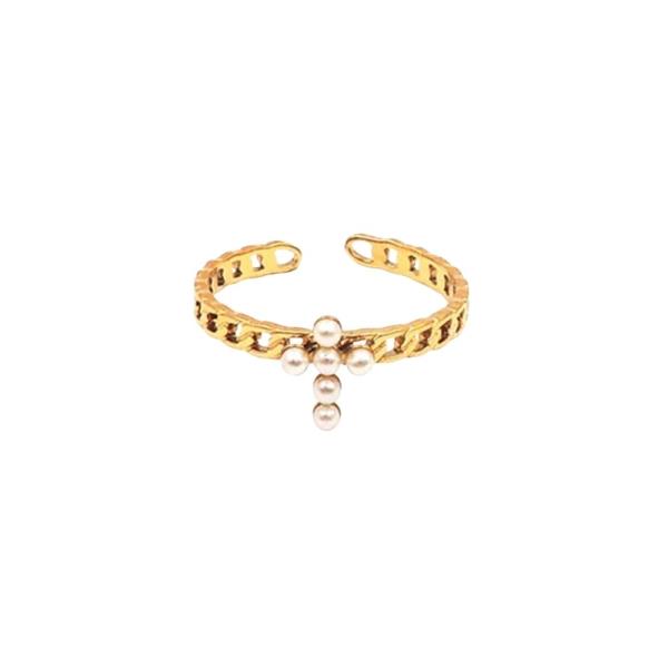PEARL CROSS RING