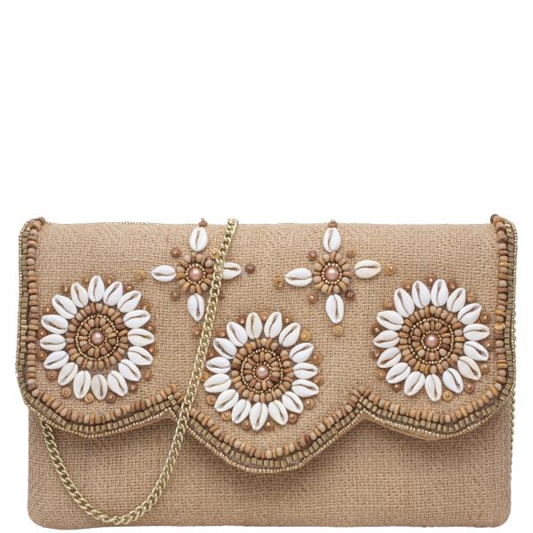 SEA SHELL BEADED CLUTCH BAG