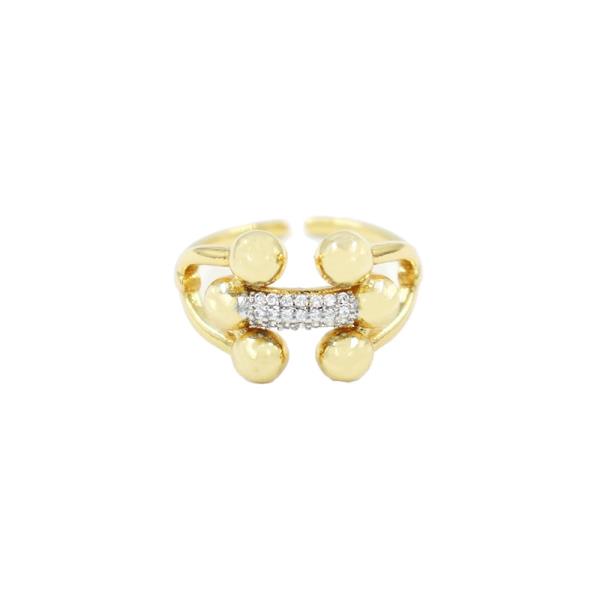 RHINESTONE DISC CLUSTER OPEN RING