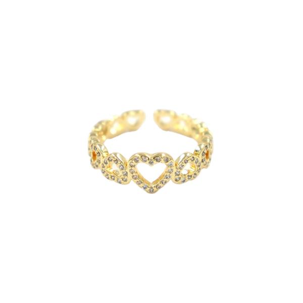RHINESTONE HEART OPEN RING