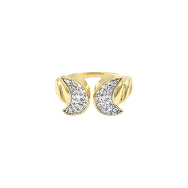 RHINESTONE DOUBLE CURVE OPEN RING