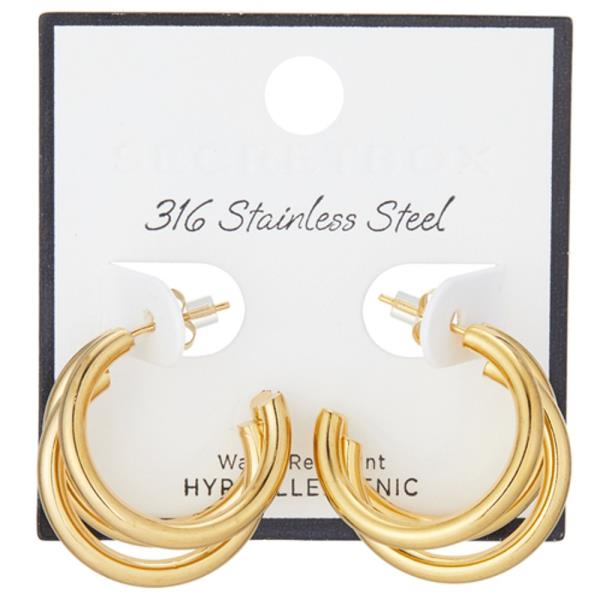 SECRET BOX HOOP STAINLESS STEEL EARRINGS