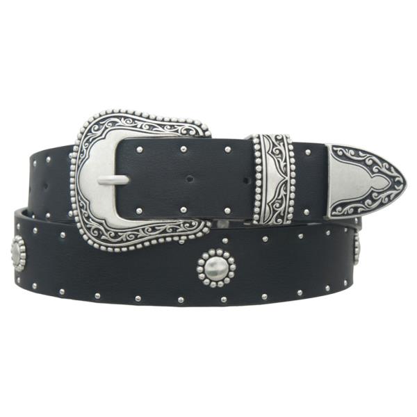 STUD & CONCHO STRAP WESTERN BUCKLE BELT