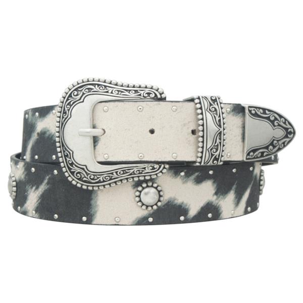 STUD & CONCHO STRAP MICROSUEDE COW WESTERN BUCKLE BELT