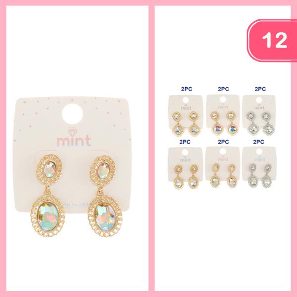 RHINESTONE DANGLE EARRINGS (12 UNITS)