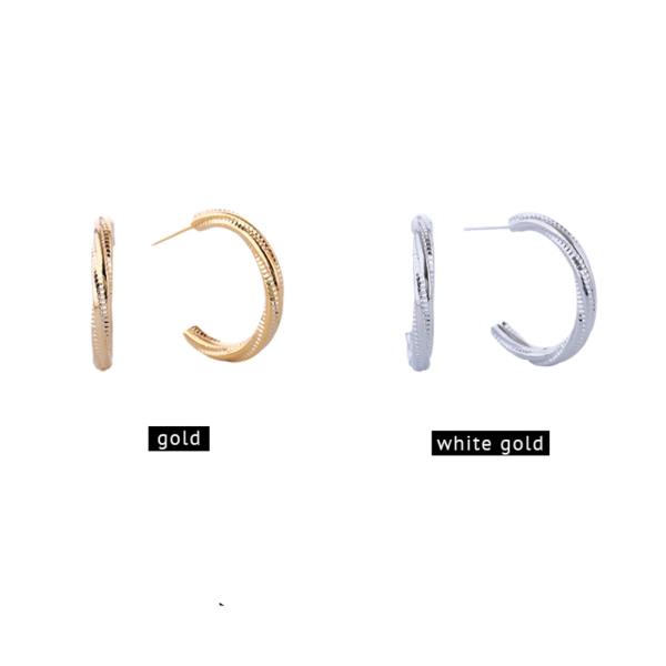 14K GOLD/WHITE GOLD DIPPED MINI TWIST HOOP EARRINGS