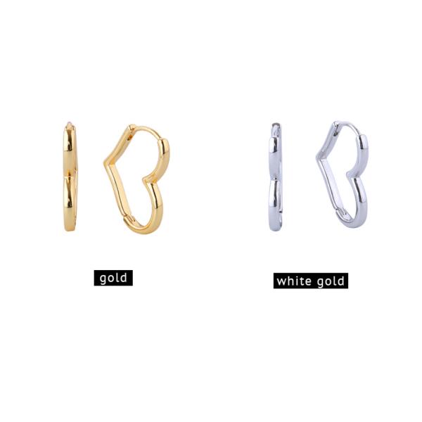 14K GOLD/WHITE GOLD DIPPED HEART LOOP HOOP EARRINGS