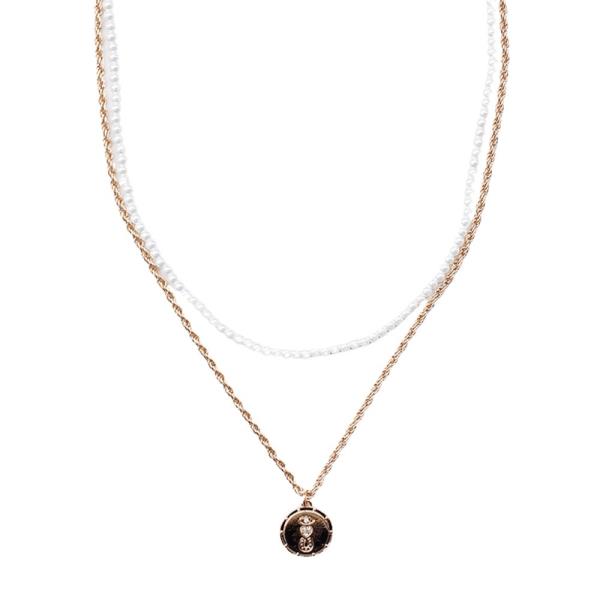 LAYERED CHAIN COIN PENDANT NECKLACE