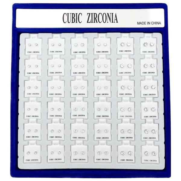 CUBIC ZIRCONIA POST EARRINGS (36 UNITS)