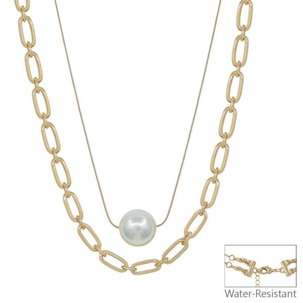 15" 17" MULTIWAY LARGE CLIP CHAIN 20MM PEARL BALL SHORT NECKLACE