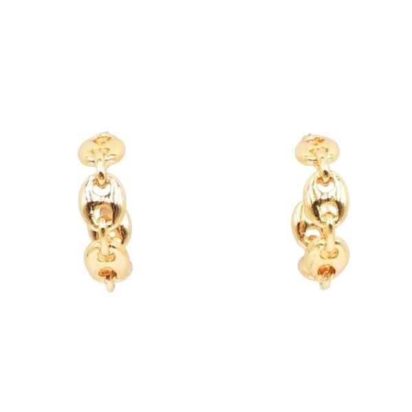 MD OVAL CHAIN TEXTURED HOOP EARRING