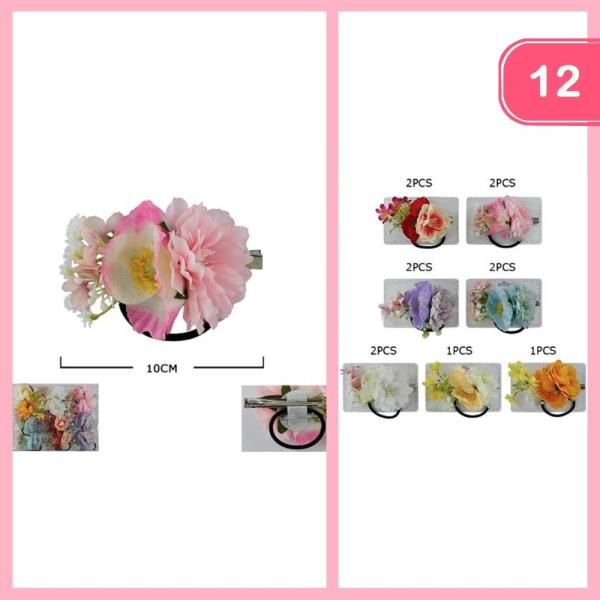 FLOWER HAIR TIE HAIR PIN (12 UNITS)