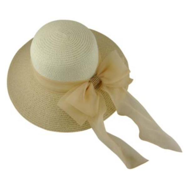 STRAW WIDE BRIM BOW RIBBON SUN HAT
