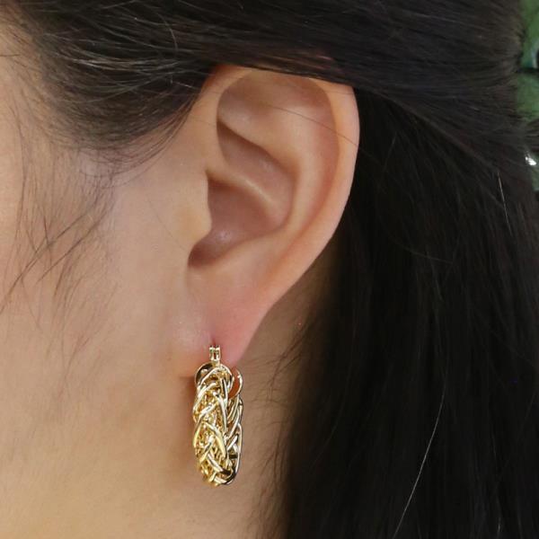 14K GOLD WHITE GOLD DIPPED CHAIN KNOT DROP EARRINGS