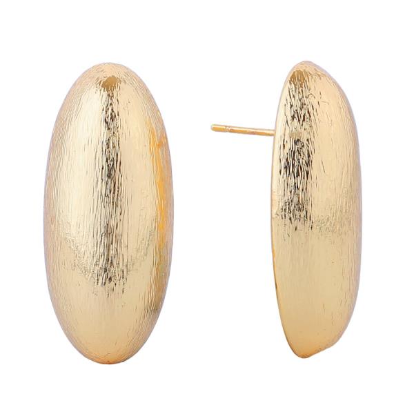 14K GOLDWHITE GOLD DIPPED BRUSHED OVAL STUD EARRINGS