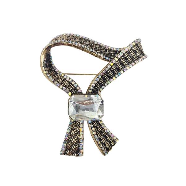 RHINESTONE BOW BROOCH