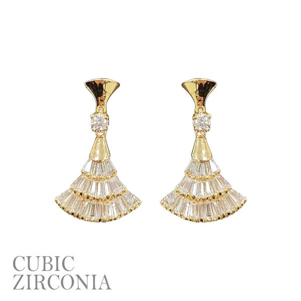 CZ TRAPEZOID FAN DROP EARRING