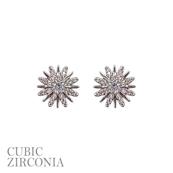 CZ SUNBURST POST EARRINGS