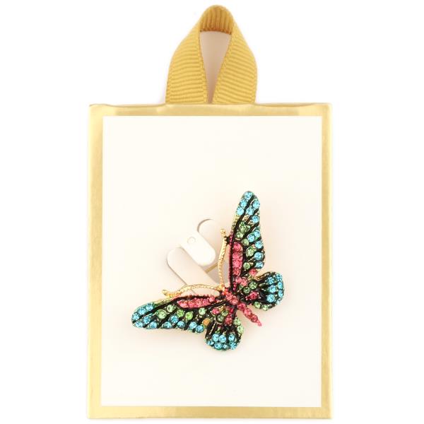 RHINESTONE BUTTERFLY BROOCH PIN