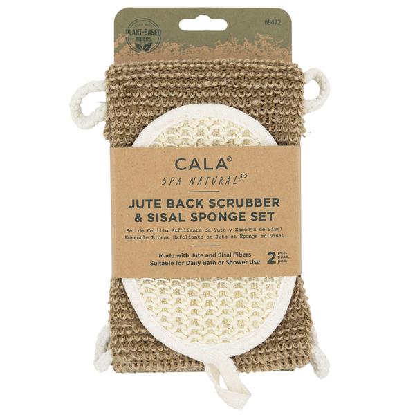 CALA 2PC SPA NATURAL JUTE BACK SCRUBBER AND SISAL SPONGE SET