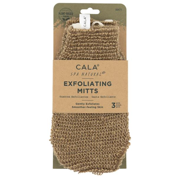 CALA 3PC SPA NATURAL EXFOLIATING MITTS