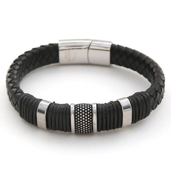 STAINLESS STEEL LEATHER BRACELET