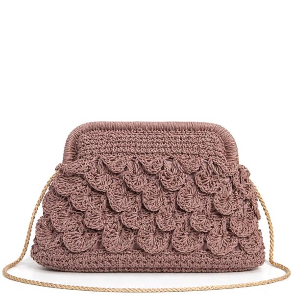 WOVEN RAFFIA TEXTURED DESIGN CROSSBODY BAG